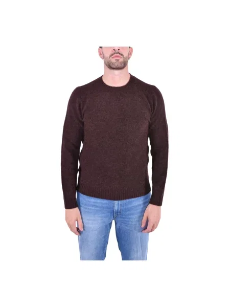 Sweter Mc2 Saint Barth z alpaki z dekoltem w serek brązowy