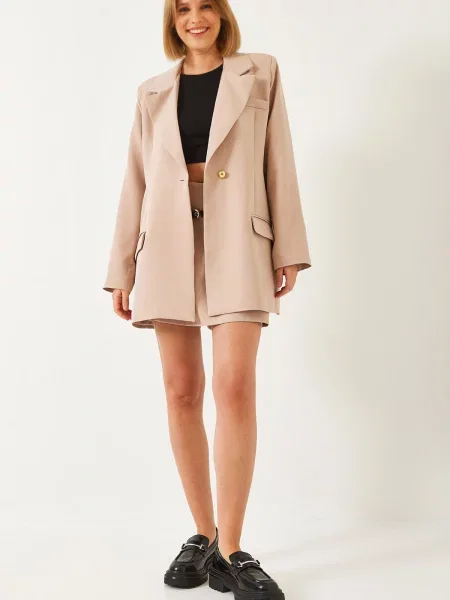 Fustă Bianco Lucci cu strasuri de costum gri