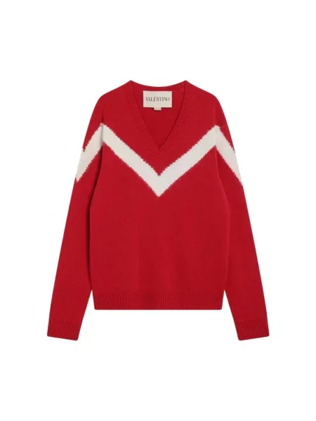 Lniany sweter Valentino Garavani czerwony