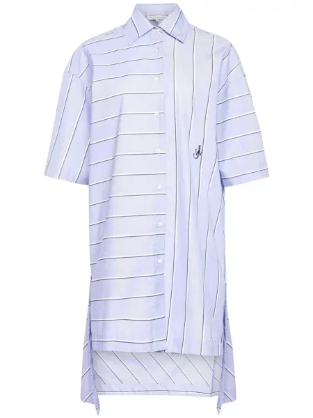 Rochie tip cămașă Jw Anderson cu talie înaltă de costum albastru