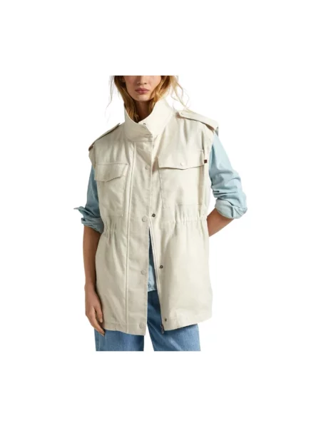 Kamizelka jeansowa Pepe Jeans elegancka beżowa