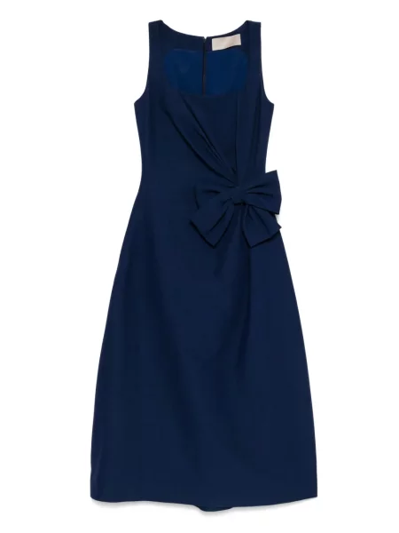 Rochie midi Elie Saab cu funde până la genunchi de costum albastru