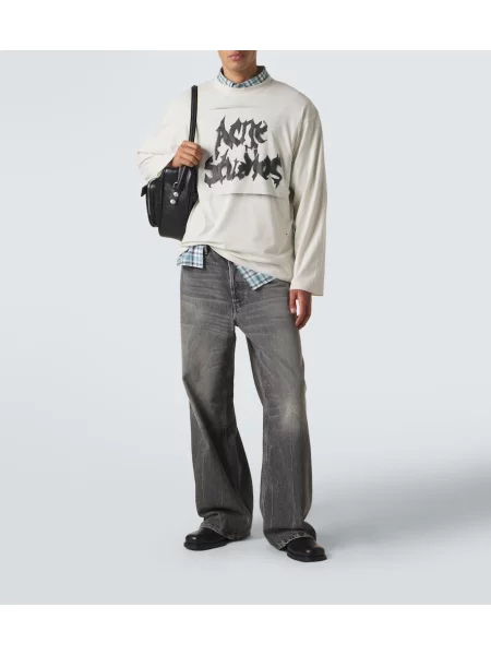 Tricou Acne Studios din jerseu cu autograf alb