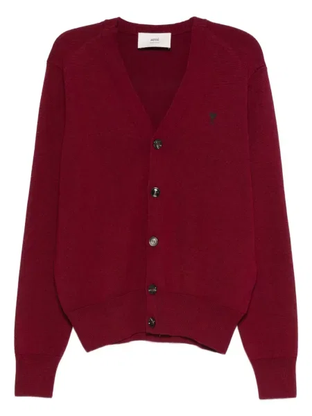 Haftowany kardigan Ami Paris czerwony