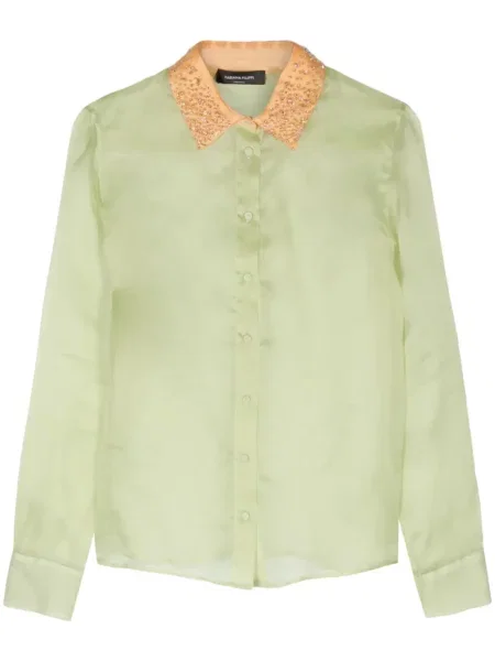 Jedwabna przezroczysta koszula Fabiana Filippi zielona