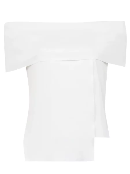 Bluză Gloria Coelho cu umerii deschiși alb