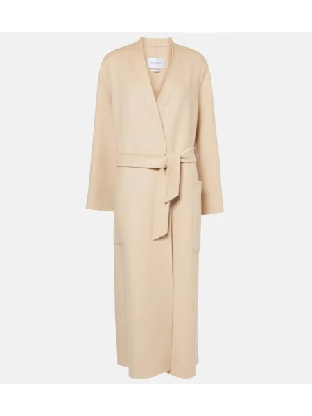 Zaviti plašč Max Mara na preklop bela