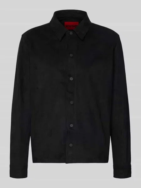 Koszula casualowa o kroju regular fit w Imitacja zamszu Model ENASO' Hugo czarna