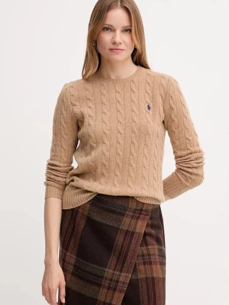 Polo Ralph Lauren sveter dámsky s prímesou kašmíru béžová