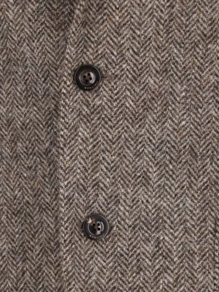 Sacou Boglioli de lână cu model herringbone maro