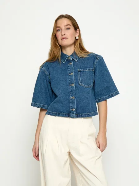 Minus Tricou Kaddi denim albastru