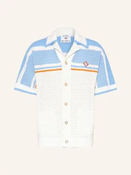 Casablanca Úpletová Košile Comfort Fit bílá/ tmavě modrá/ oranžová bílá