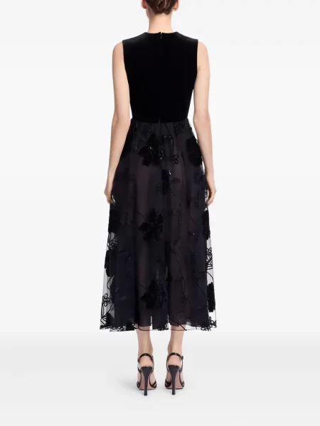 Αμάνικη φλοράλ κοστούμι μάξι φόρεμα Elie Saab μαύρο