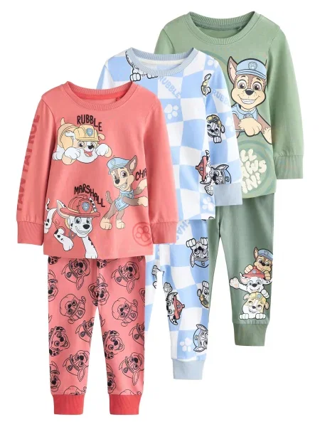 Next Pijamale Snuggle albastru deschis / verde pastel / roșu negru