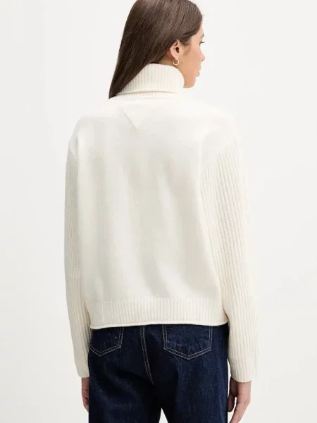 Pulover Tommy Jeans de lână bej