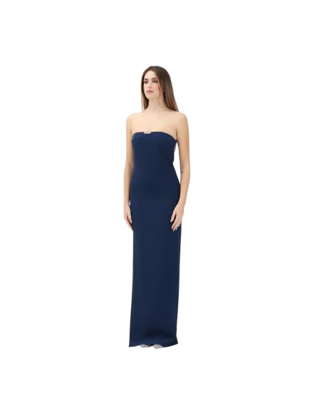 Elisabetta Franchi sukienka granatowy maxi prosta niebieska