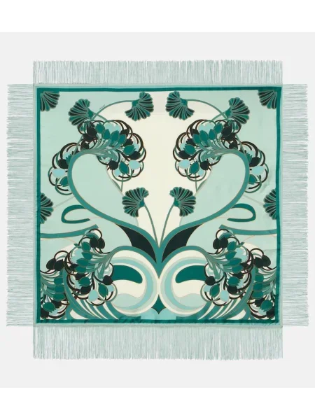 Fular La Doublej cu franjuri de mătase verde