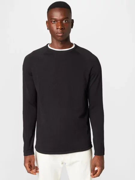 TOM TAILOR DENIM Pulover negru / alb