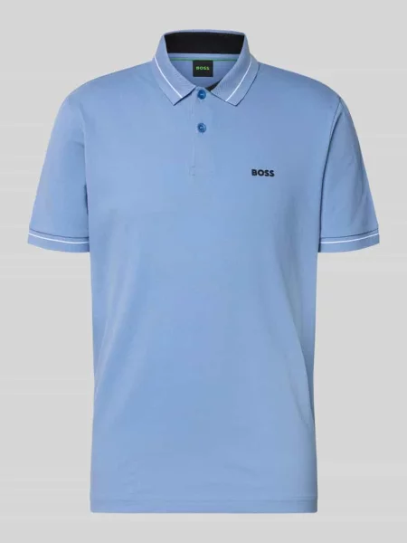 Koszulka polo o kroju regular fit z mieszanki bawełny model PL_Member' Boss Green niebieska
