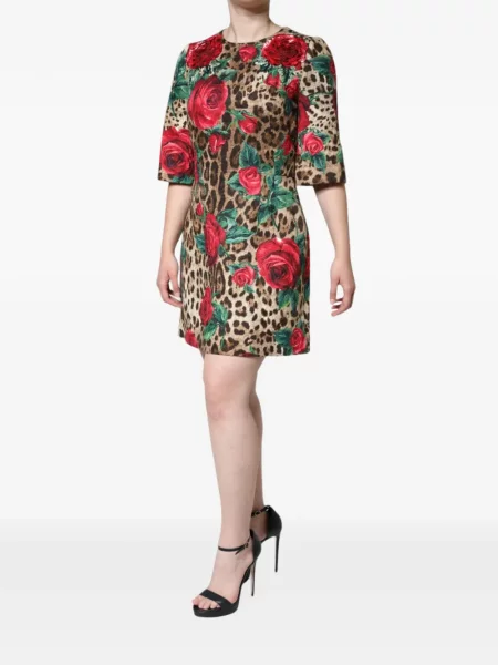Rochie mini Dolce & Gabbana cu imagine cu model leopard roz