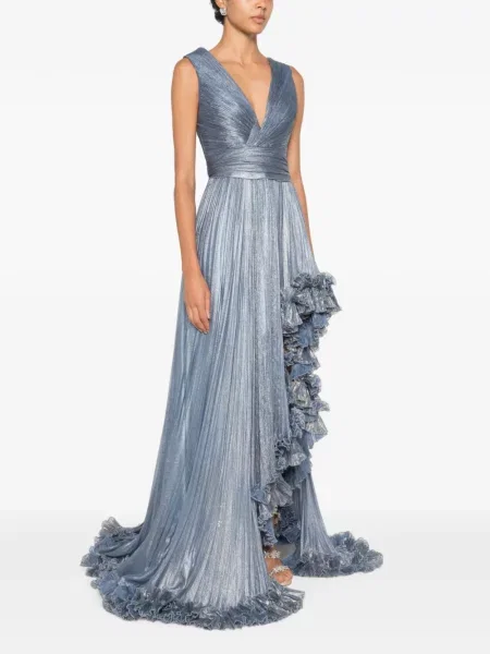 Rochie maxi Iris Serban cu volane albastru