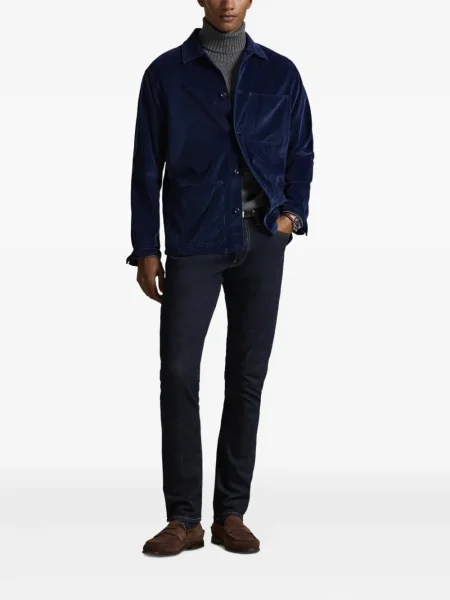 Dlouhá pruhovaná s límcem kšiltovka Polo Ralph Lauren modrá