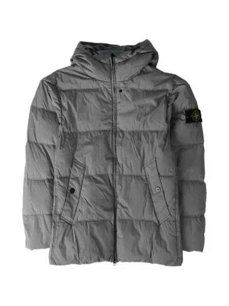 Geacă Stone Island cu glugă cu strasuri gri