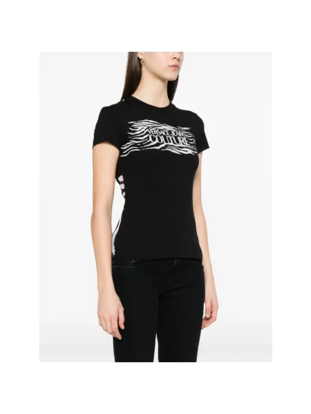 Koszulka polo Versace Jeans Couture z nadrukiem czarna
