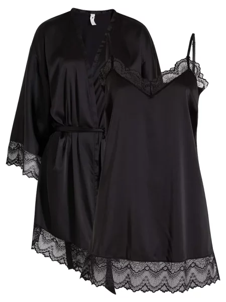 Szlafrok kimono + koszulka nocna kompl. czarna