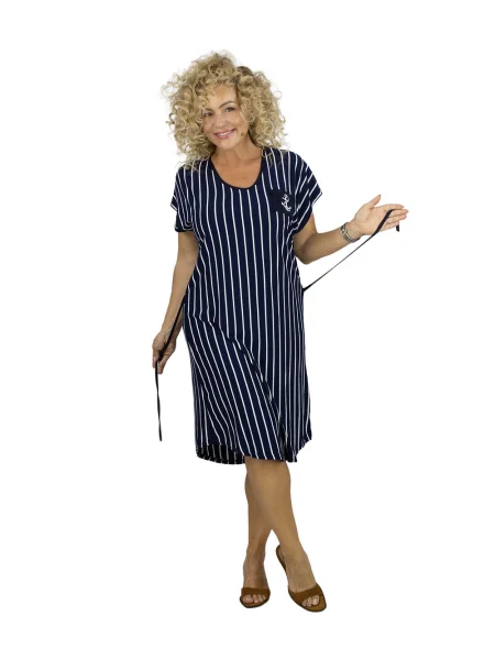 Obleka midi obleka Pri s črtami nad koleni modra