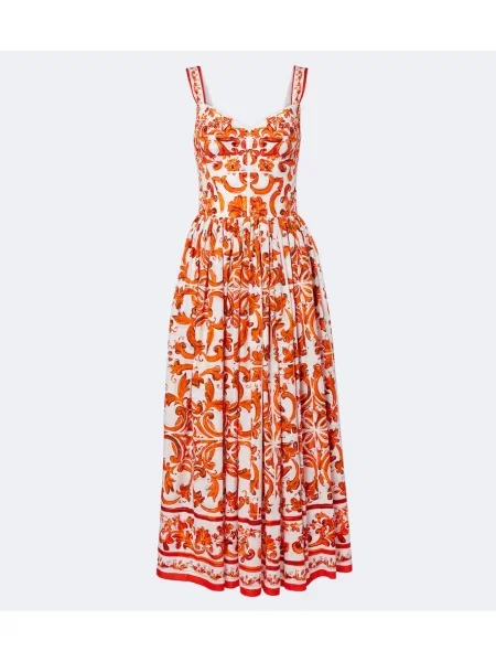 Rochie maxi Dolce&gabbana din poplin portocaliu
