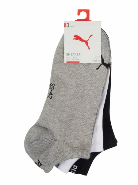 Krótkie skarpety z detalami z logo w zestawie 3 szt. Puma szare