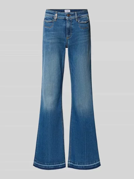 Jeansy o kroju loose fit z detalem z logo model FABIENNE' Cambio niebieskie