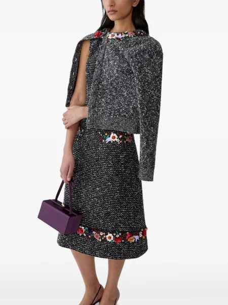Φλοράλ ζακέτα Carolina Herrera με κέντημα μαύρο