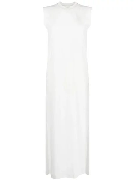 Rochie maxi Y-3 fără mâneci cu dungi de costum alb