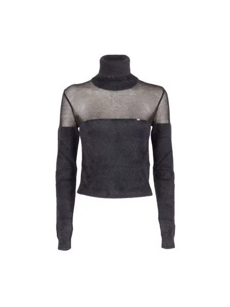 Sweter z golfem Elisabetta Franchi z logo do golfa czarny