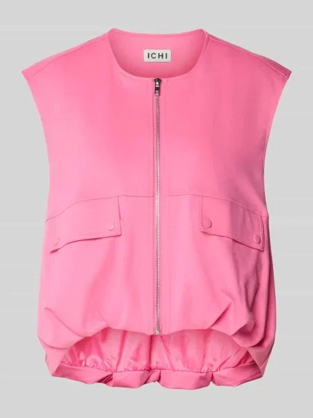 Kamizelka z okrągłym dekoltem i zamkiem błyskawicznym Ichi