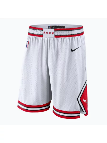 Pantaloni scurți de baschet pentru bărbați Nike Chicago Bulls Association Edition white/university red/black alb