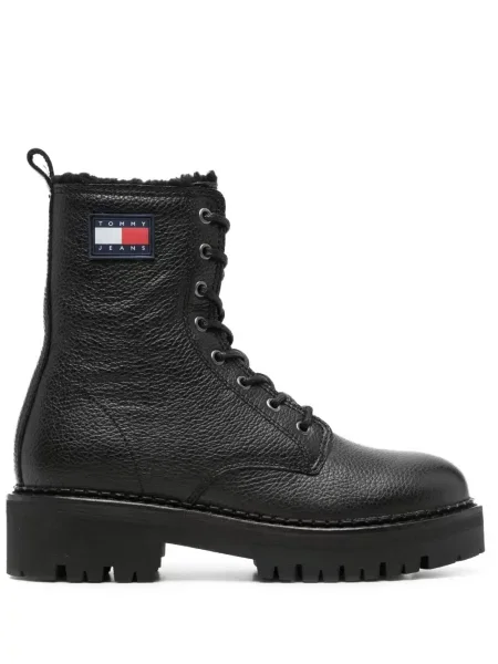 Botine Tommy Jeans din piele negru