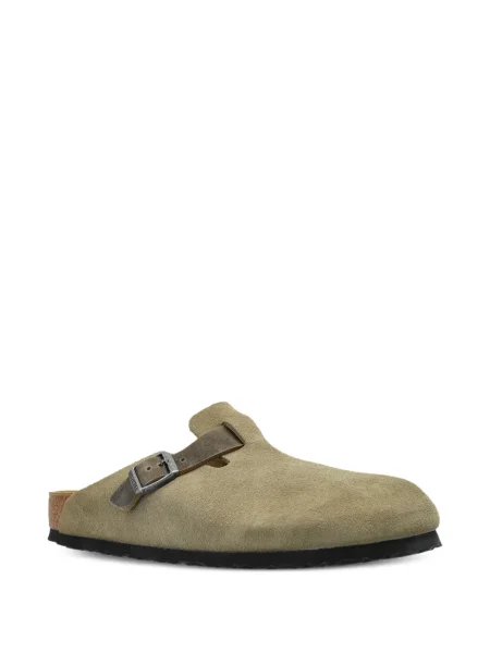 Saboți Birkenstock din piele de căprioară verde