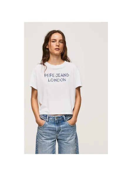 Pepe Jeans Netti T-shirt z krótkim rękawem granatowy XS biały