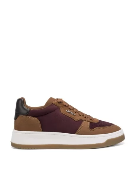 Sneakersy Dkny sznurowane zamszowe brązowe
