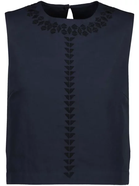 Top Yves Salomon cu broderie albastru