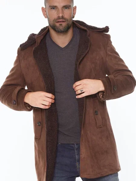 Palton Dewberry din piele maro