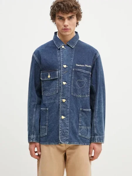 Human Made geacă din denim Denim Coverall Jacket bărbați bleumarin de tranziție