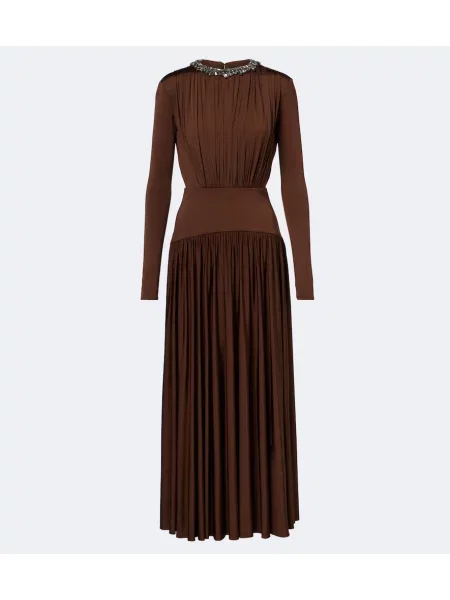 Rochie maxi Roland Mouret din jerseu maro