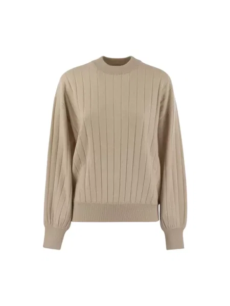 Sweter Brunello Cucinelli z kaszmiru beżowy