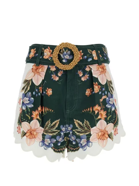 Pantaloni scurți Farm Rio cu model floral cu imagine verde