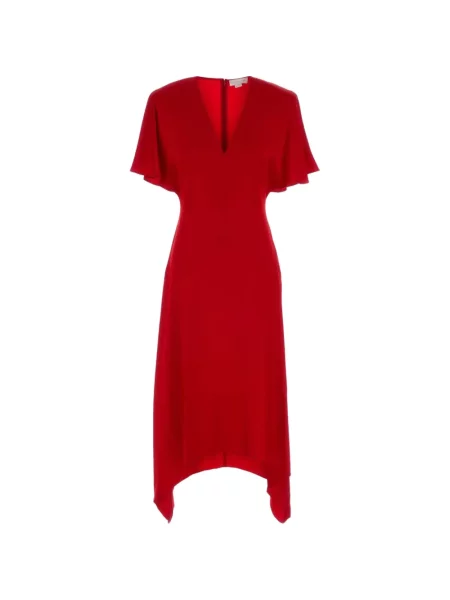 Rochie midi Stella Mccartney cu decolteu în V asimetrică roșu