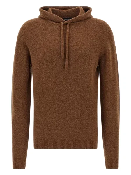 Svetr Roberto Collina s kapucí hnědý